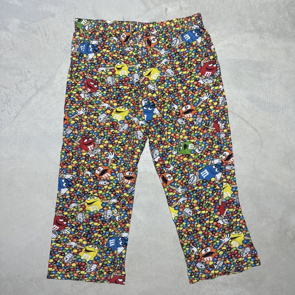 M&M's Pajama Pants Unisex SZ Large 100% Cotton Lightweight Lounge Sleepwear Y2K